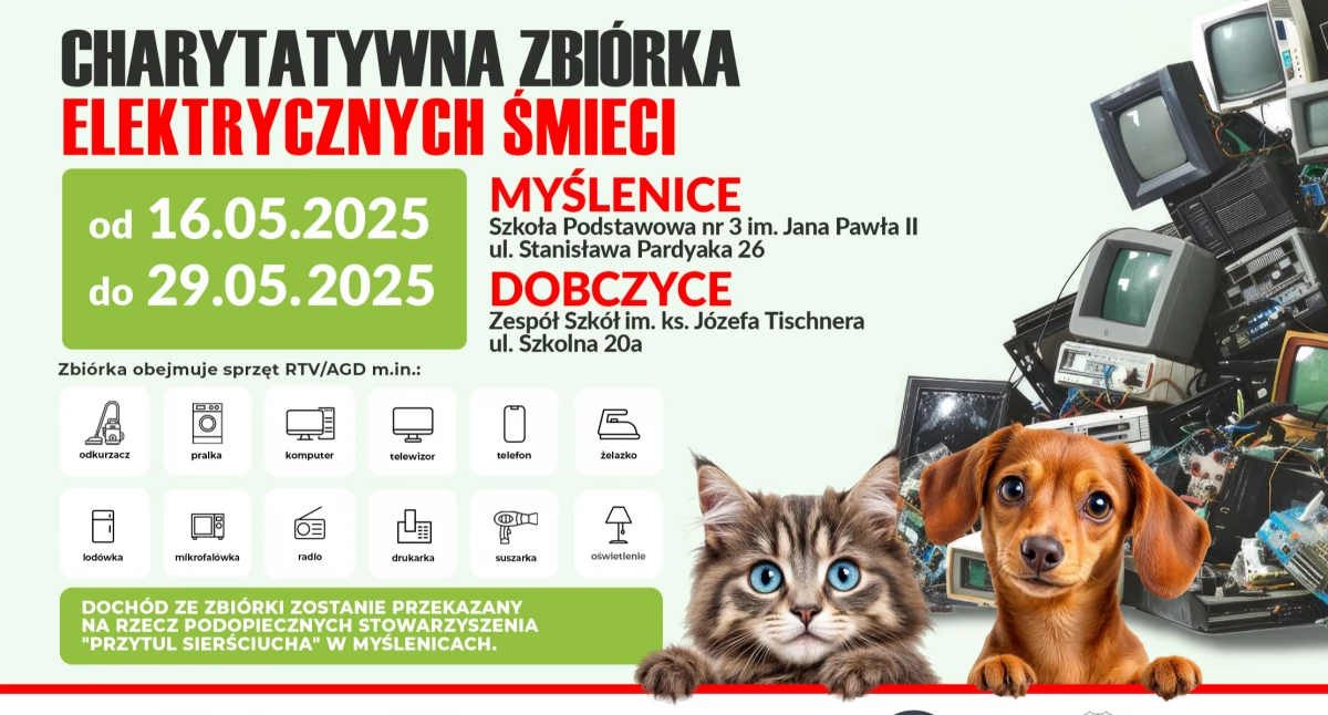 Mieszkańcy , Myślenice/Dobczyce Oddaj elektroodpady pomóż zwierzakom Przytul Sierściucha - zdjęcie, fotografia