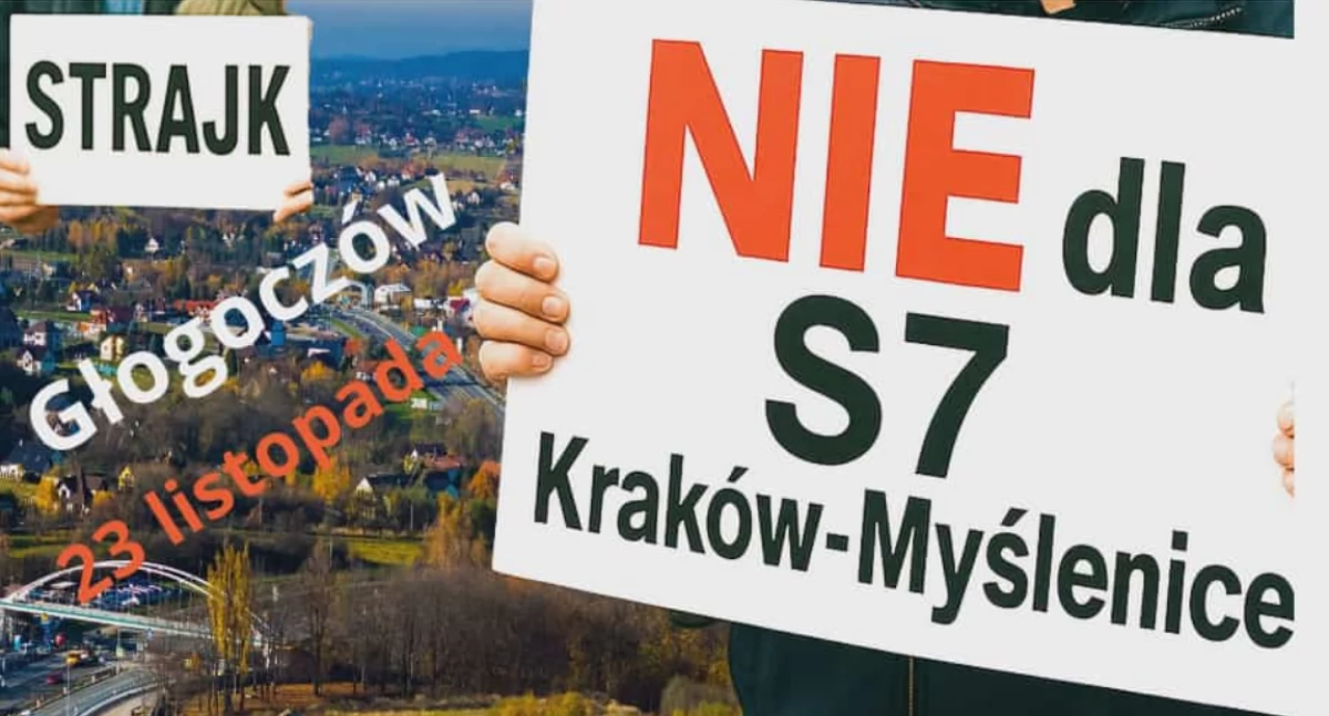 Mieszkańcy , Protest przeciwko Kraków Myślenice razem zablokowana zostanie zakopianka Głogoczowie - zdjęcie, fotografia