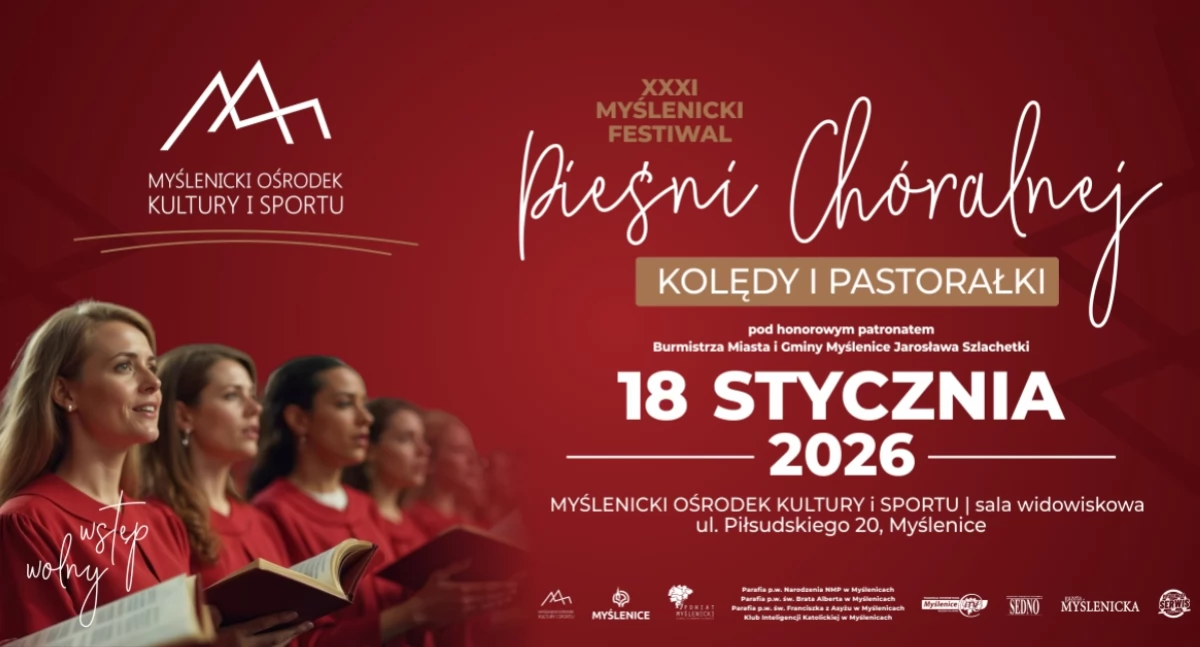 Myślenicki Ośrodek Kultury i Sportu, Myślenice Przed Myślenicki Festiwal Pieśni Chóralnej Kolędy Pastorałki Sprawdź listę chórów - zdjęcie, fotografia