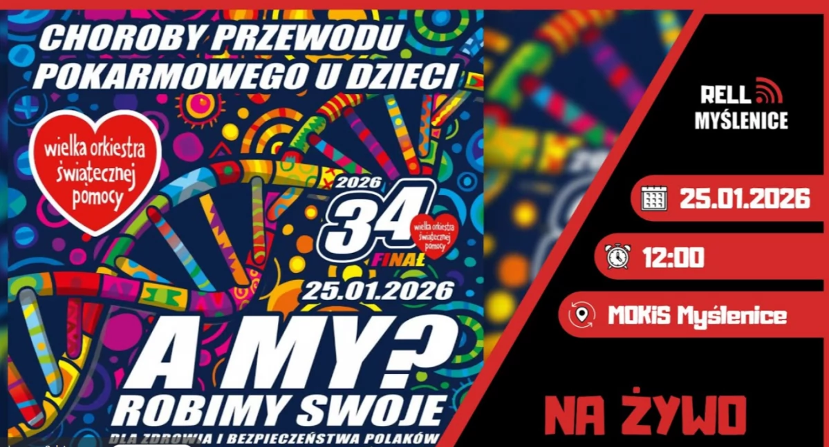 Koncerty, muzyka, Myślenice Transmisja żywo koncertów Finału WOŚP Myślenickim Ośrodku Kultury Sportu |2026 - zdjęcie, fotografia